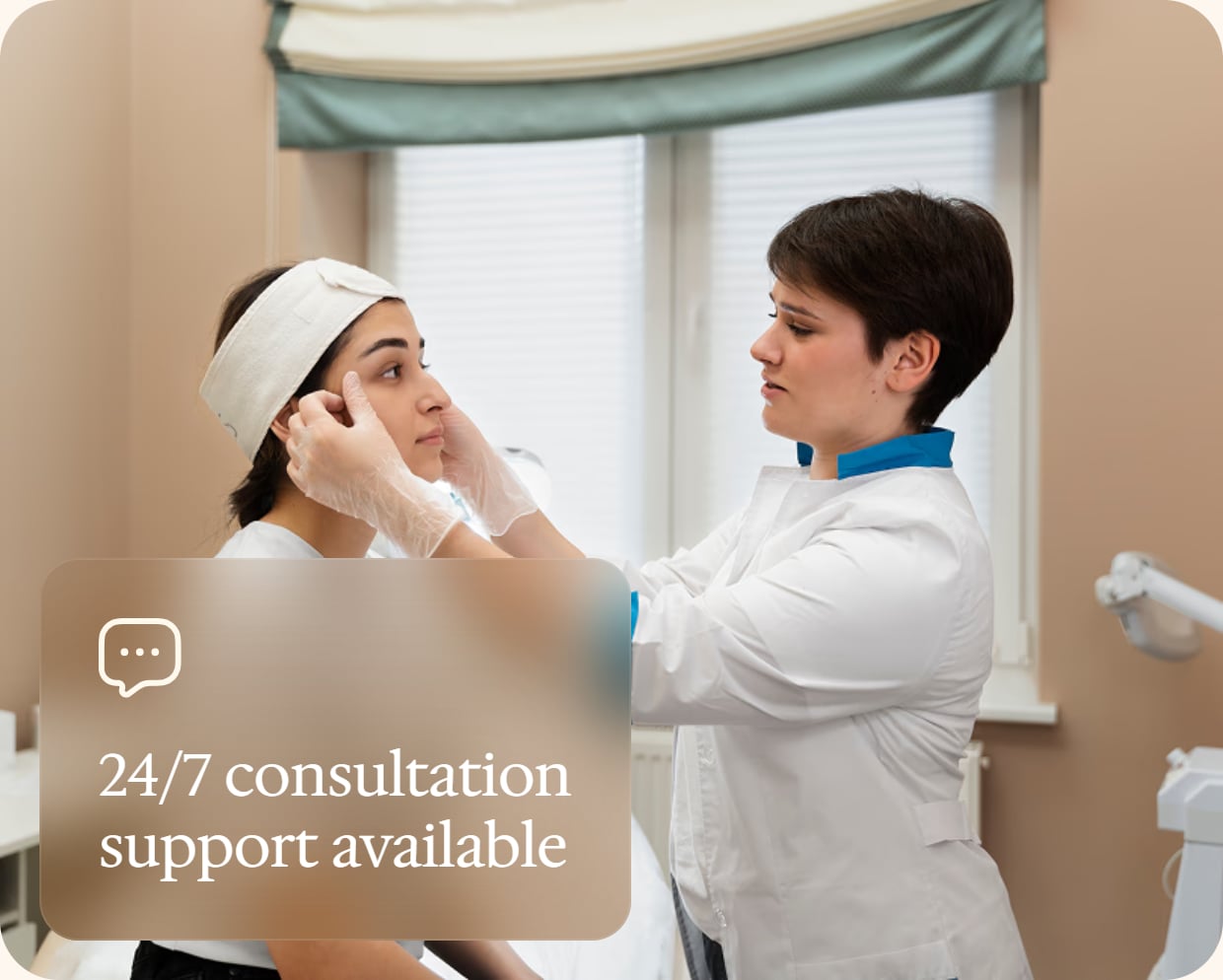 Dermatologist examining a patient's face in the clinic