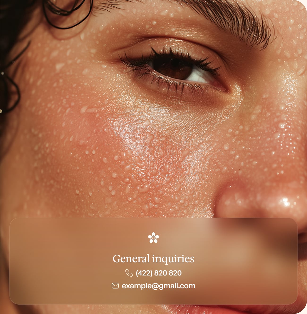 Close-up of dewy, healthy skin around the eye