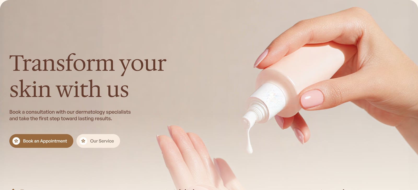 Hand squeezing lotion from a tube onto a palm